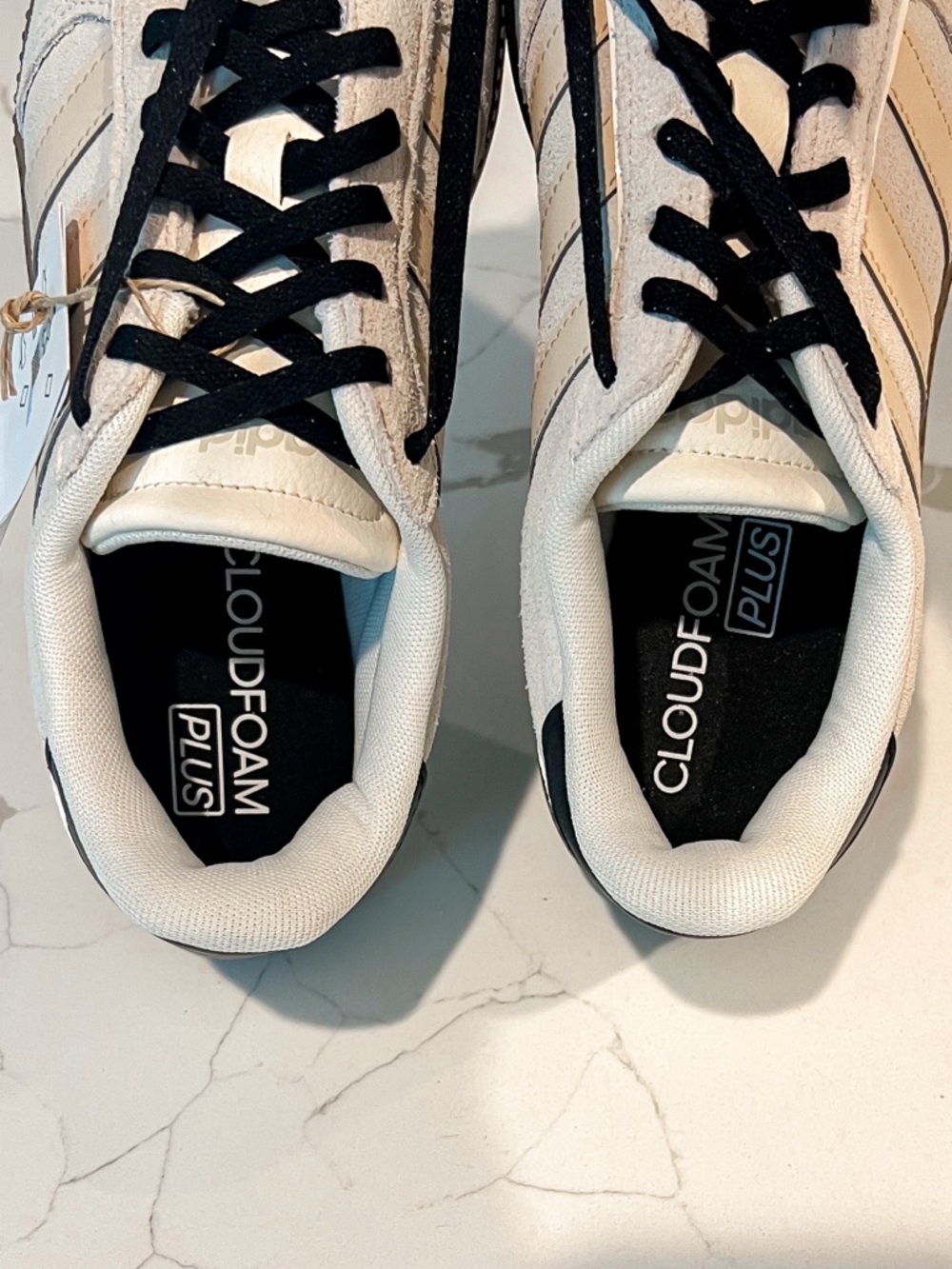 Adidas Breaknet Sleek Off White and Crystal Linen Sneaker Womens Sz 7 - Picture 13 of 15